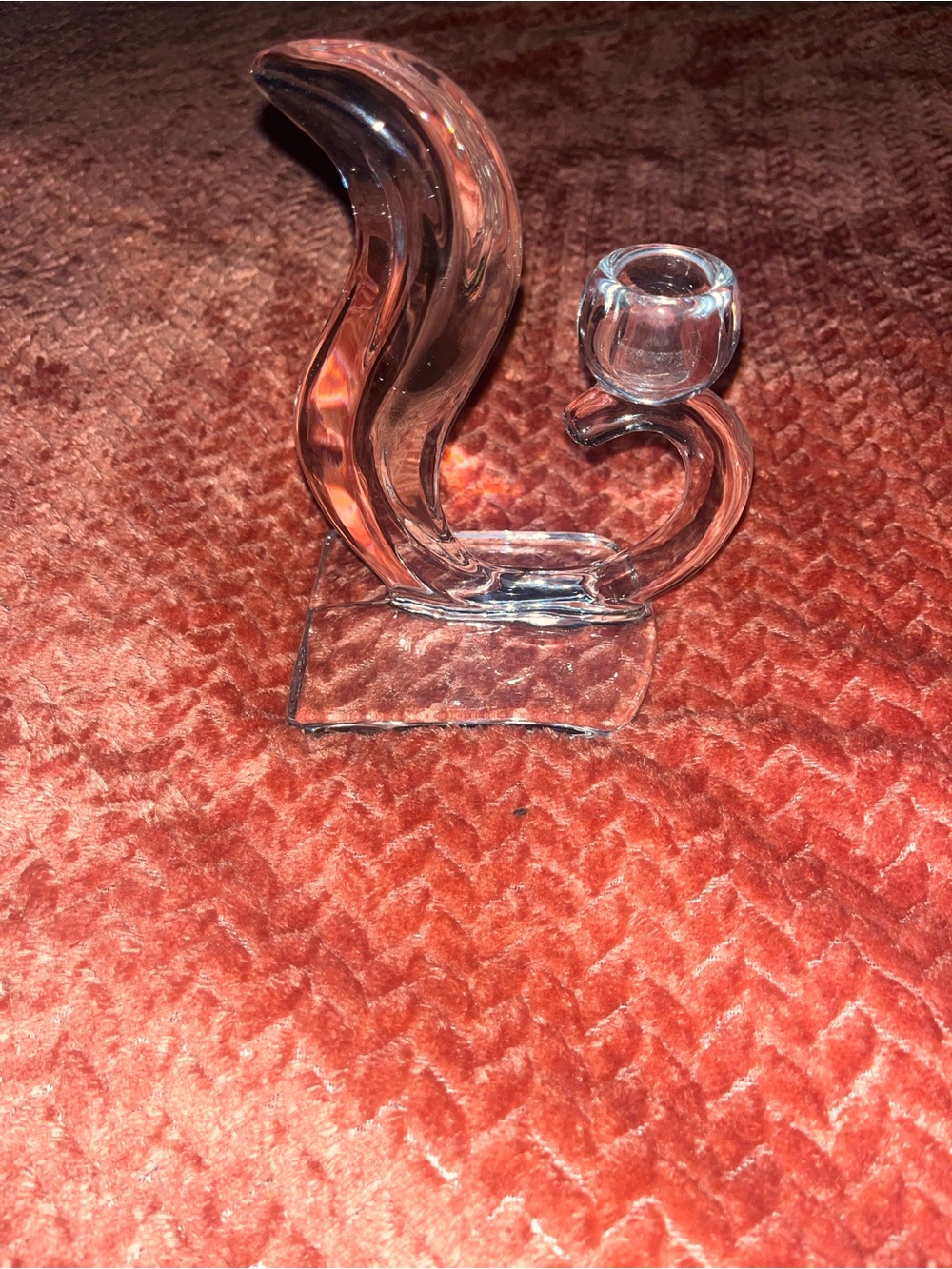 Vintage 1940’s Martinsville Clear Glass Curved tapered Candle Holdeer.